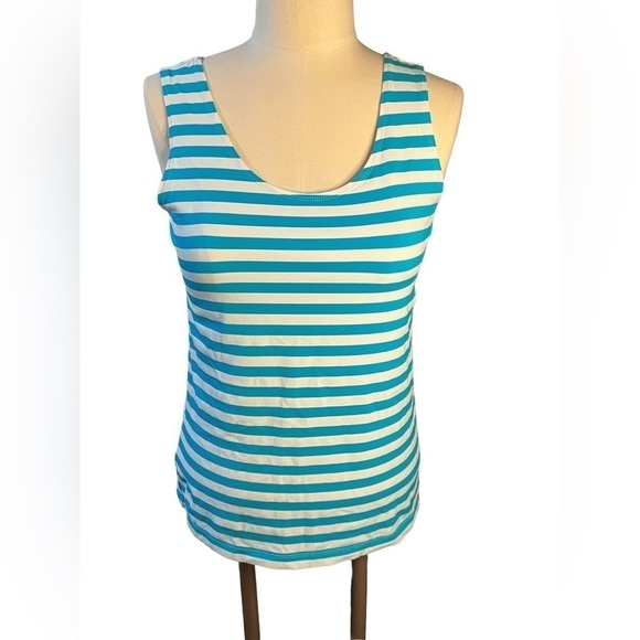 Chico’s Teal and white Chicos Size 1 tank top - Picture 1 of 8